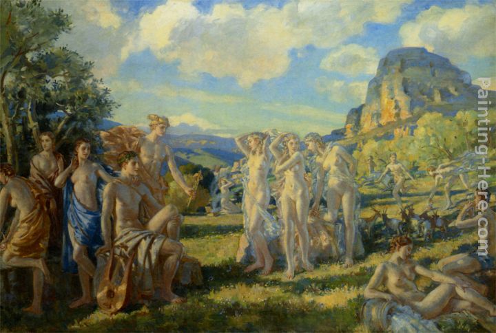 The Poet Accompanied by Some of the Muses Finds Inspiration in Nature painting - Wilfred Gabriel de Glehn The Poet Accompanied by Some of the Muses Finds Inspiration in Nature art painting